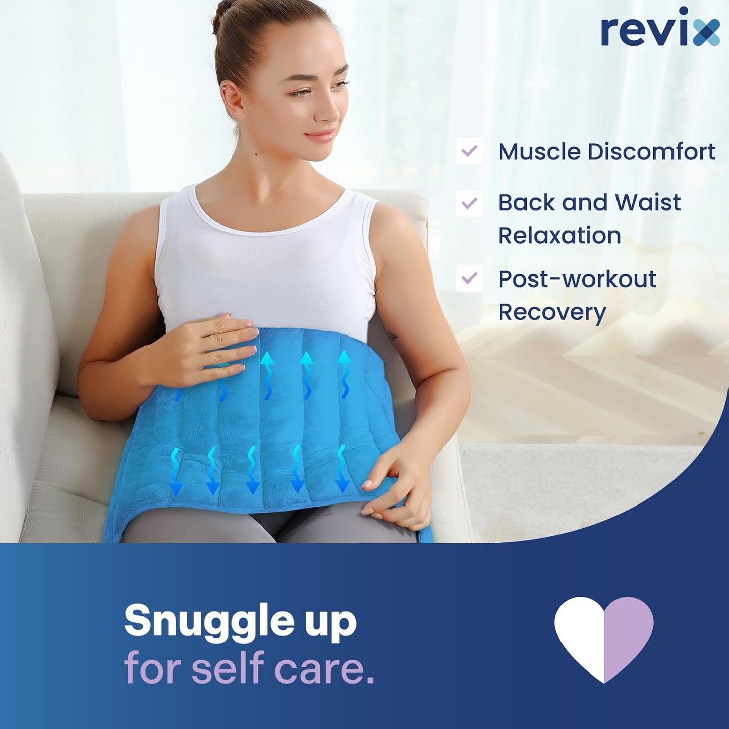 REVIX Extra Large Heating Pad Microwavable for Back with Moist Heat, Microwave Heated Wrap for Full Back, Neck Shoulder and Muscles, Rose Velvet XXL Rice Bean Bag