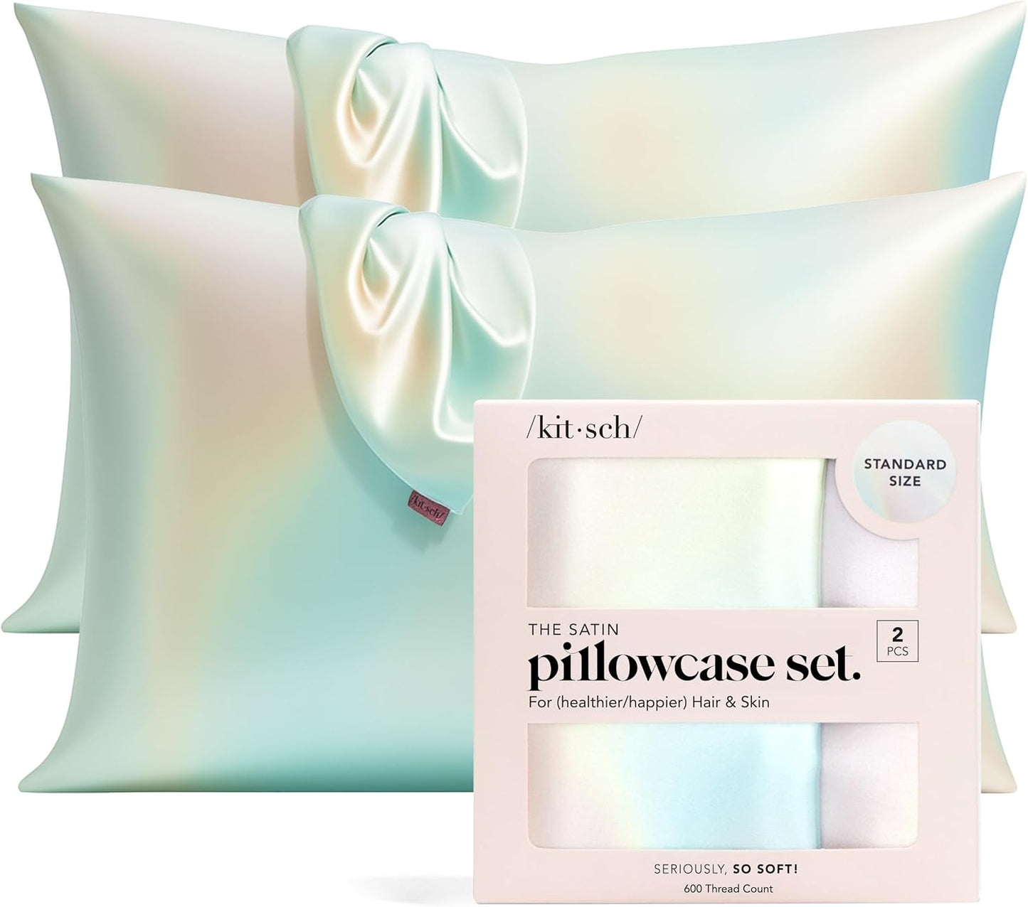 Kitsch Satin Pillowcase with Zipper for Hair & Skin - Softer Than Silk Pillow Cases, Smooth Cooling Satin Pillow Case, Wrinkle-Free, Machine Washable - Pillow Cases Standard Size (19x26) - Blush