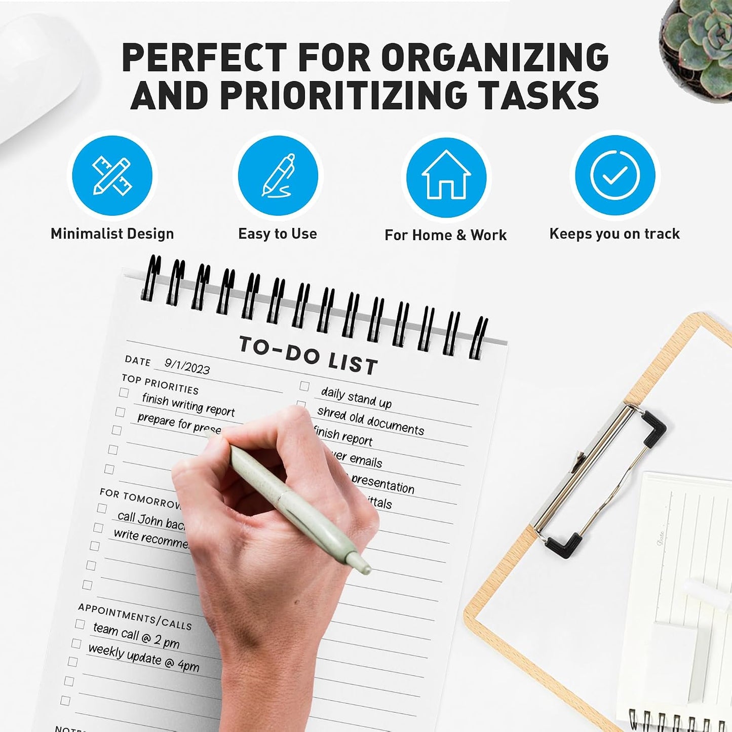 Weekly Planner Pad: To Do List Desk Notepad with Multiple Sections - 8.5x11" 52 Sheets - Undated Tear Off Notebook Calendar - Habit Planning Tracker, Task Goal Checklist Organizer - Agenda Plan Pad