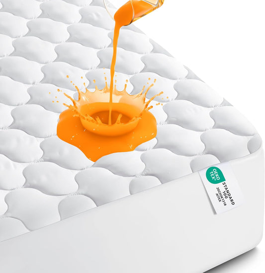 Utopia Bedding Waterproof Mattress Protector, Queen Mattress Pad, Noiseless Quilted Fitted Cover with Deep Pocket Stretches up to 16 Inches (White)