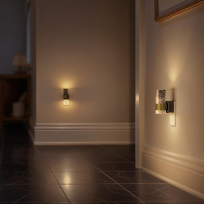 Briignite Night Lights Plug into Wall, Modern LED Night Light Plug in, Dusk to Dawn Sensor,Amber Night Light 0-100LM Adjustable Brightness, Dimmable NightLight for Hallway, Bedroom, Stairway, 2 Pack