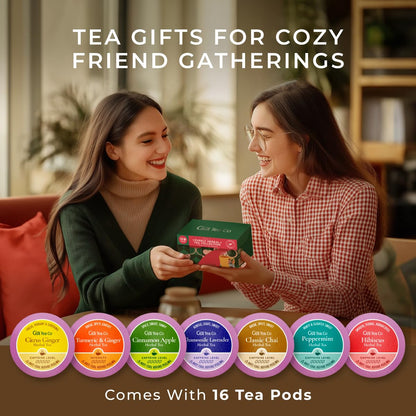 Purely Herbal Tea Pod Gift Set (16 Count) - 7 Flavors Assorted Variety Pack