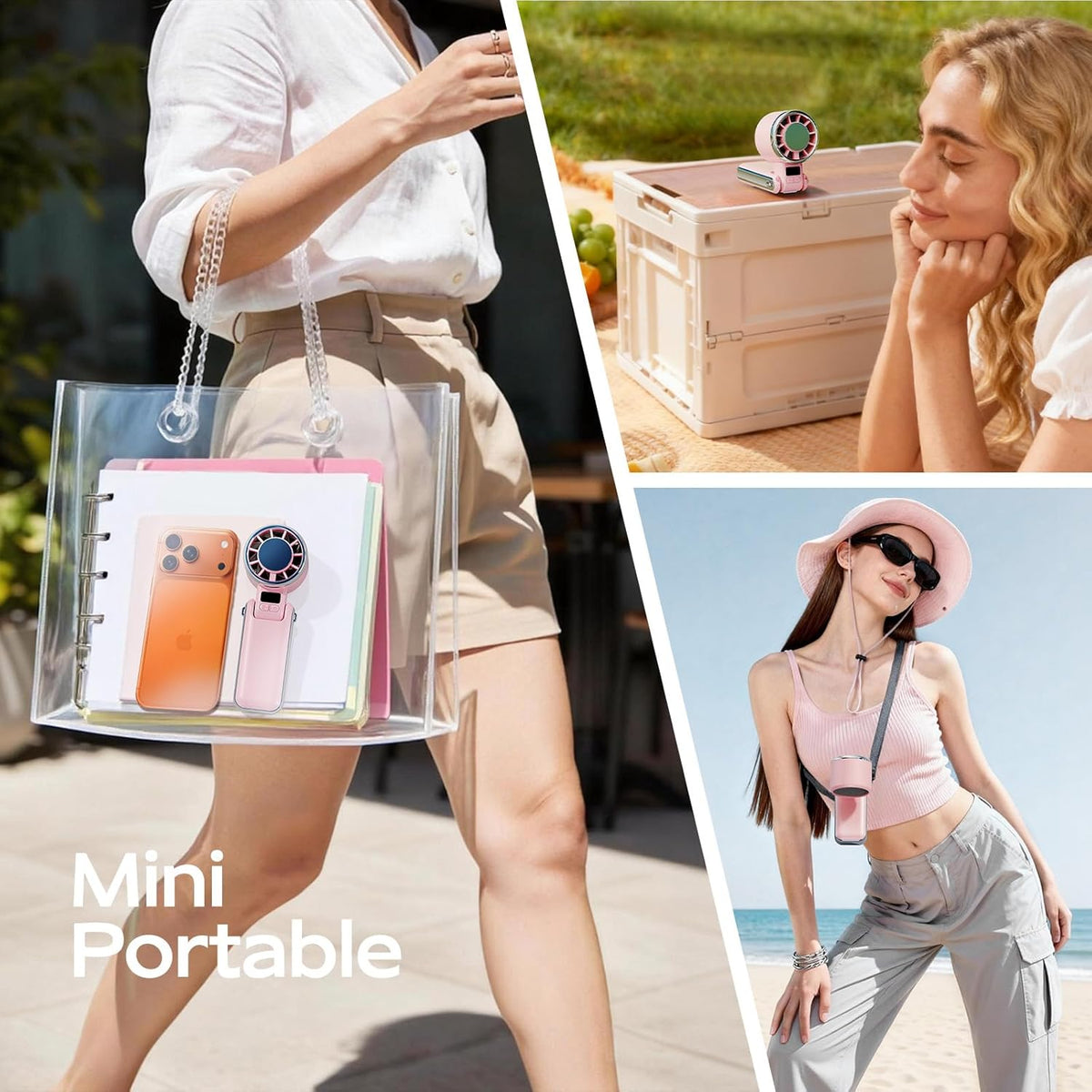 SHEWIND Portable Handheld Fan with Ice Cooling-5 Gear High Speed Turbo Personal Fan Rechargeable,Up to 11 Hrs,Mini Fan Handheld,Europe Travel Essentials Accessories, Beach Vacation, Gifts for Women