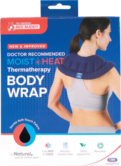 Bed Buddy Back Wrap - Microwavable Heating Pad & Cold Pack for Back, Shoulder, Neck Pain Relief - Moist Heat Therapy Wrap with Adjustable Strap, Soft-Touch Fabric, Reusable & Natural Fill