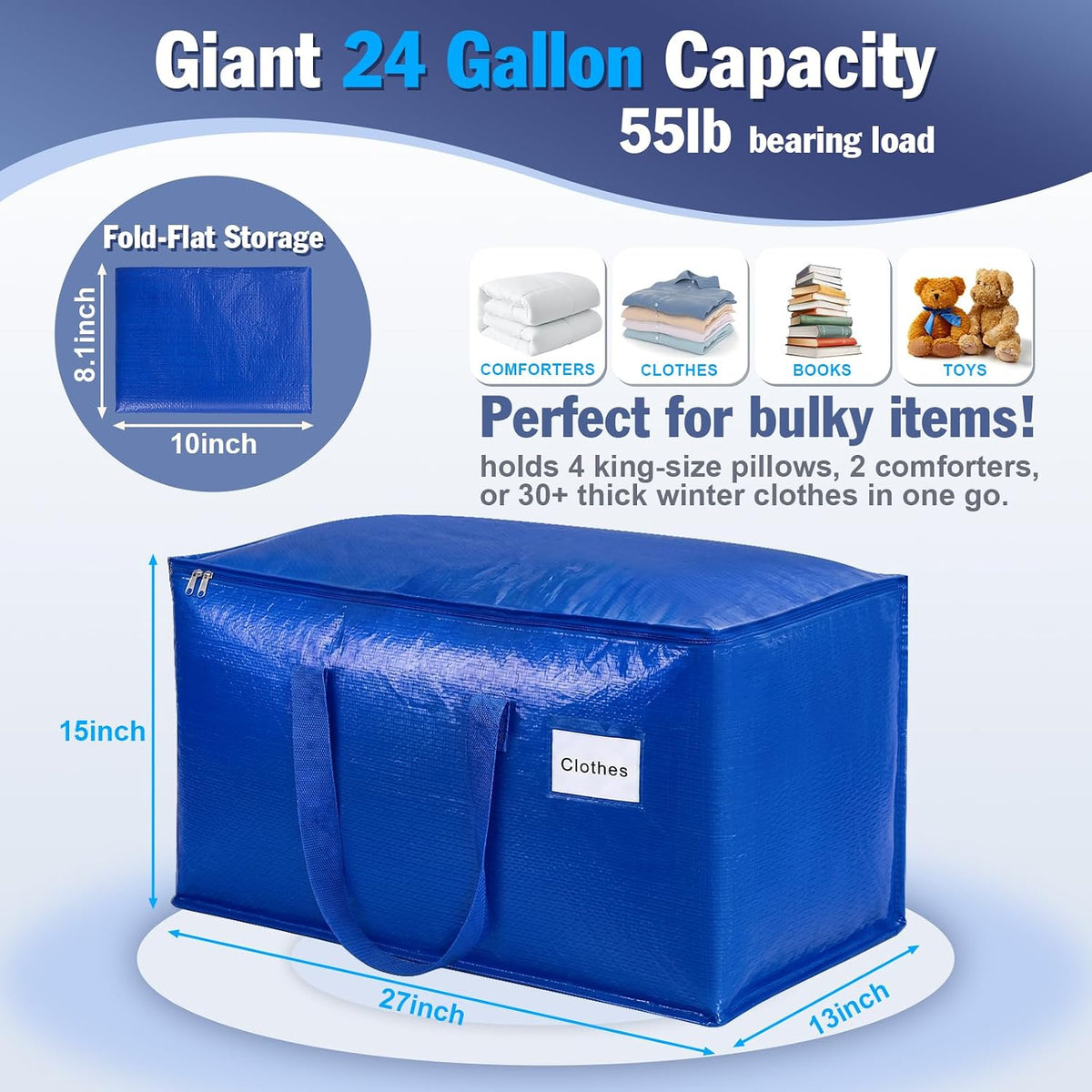 KYODOLED Clear Moving Bags Heavy Duty Extra Large, Storage Totes