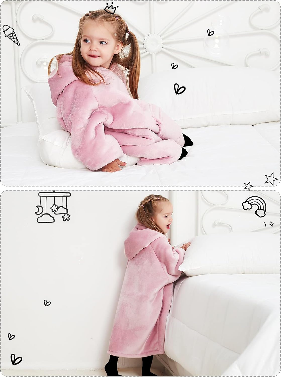 KFUBUO Wearable Blanket Hoodie for Adults Sherpa All Patterns Cat Oversized Sweatshirt Blanket with Pockets for Women