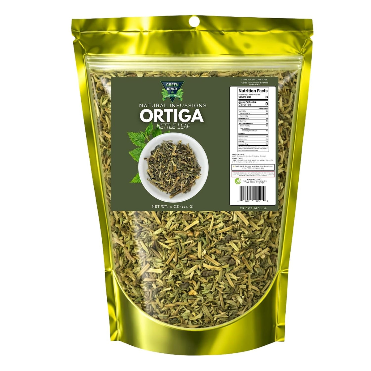 Green Royalty Ortiga (Nettle Leaf) Herbal Tea – Natural Dried Nettle Leaf for Tea & Infusions – 4 oz (114 g)