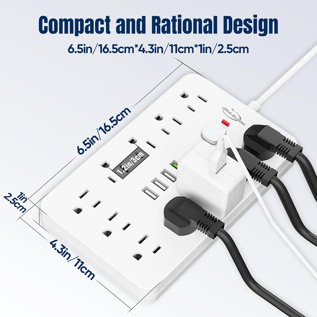 6 FT Flat Plug Surge Protector Power Strip,11 AC Outlets with 6 USB Ports