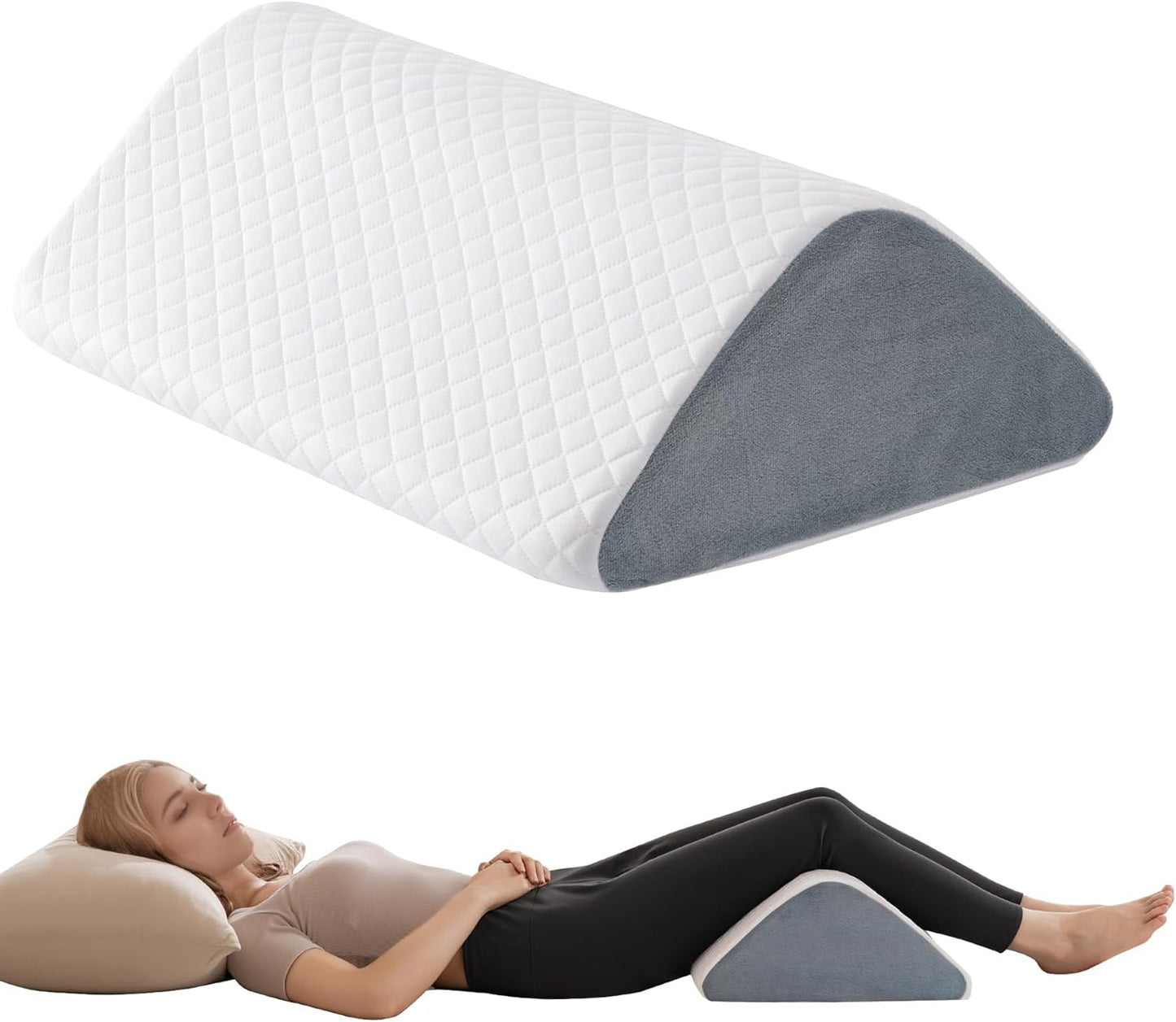 Knee Wedge Pillow for Post-Surgery Recovery-Leg Elevation Support for Sleep Position, Alleviating Lower Back & Hip Pain Enhancing Circulation in Ankles Legs Triangle Pillow with Removable Cover