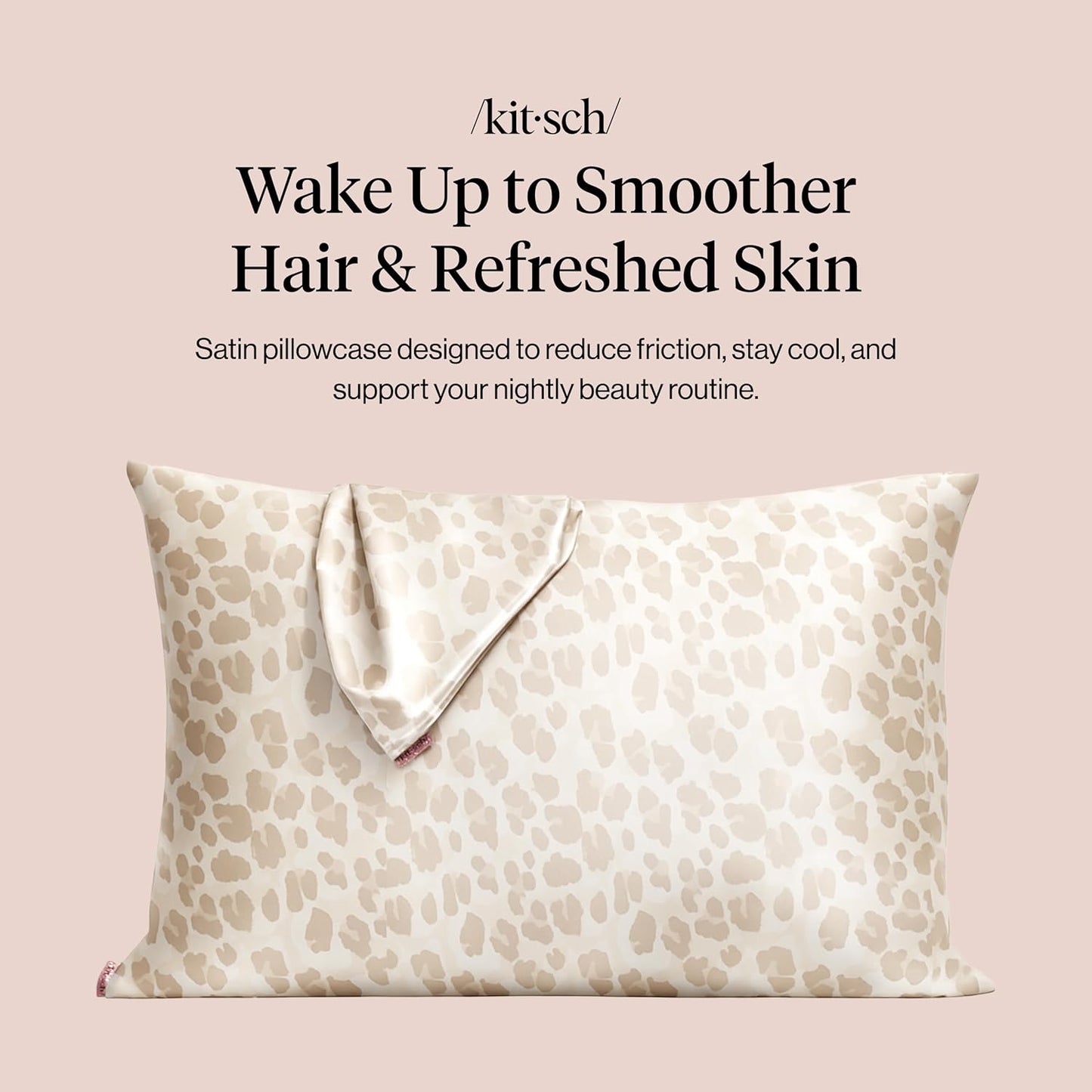 Kitsch Satin Pillowcase with Zipper for Hair & Skin - Softer Than Silk Pillow Cases, Smooth Cooling Satin Pillow Case, Wrinkle-Free, Machine Washable - Pillow Cases Standard Size (19x26) - Blush