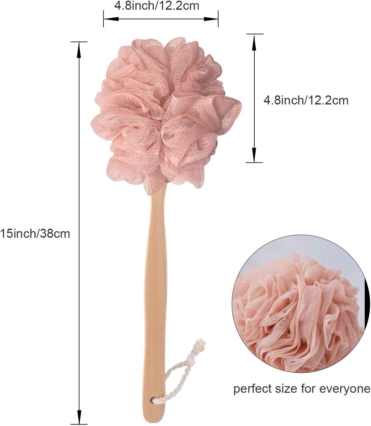 Back Scrubber for Shower & Body, Long Handle Bath Brush with Loofah Sponge, Exfoliating Shower Brush for Men and Women