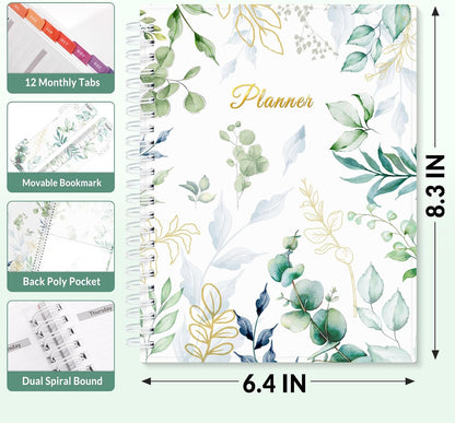 SUNEE Academic Planner 2026-2027 – Weekly & Monthly Planner, July 2026 to June 2027, 6.4"x8.3", Thick Paper, Tabs, Pockets, Bookmark, Spiral-Bound, Student Teacher Organizer, Black