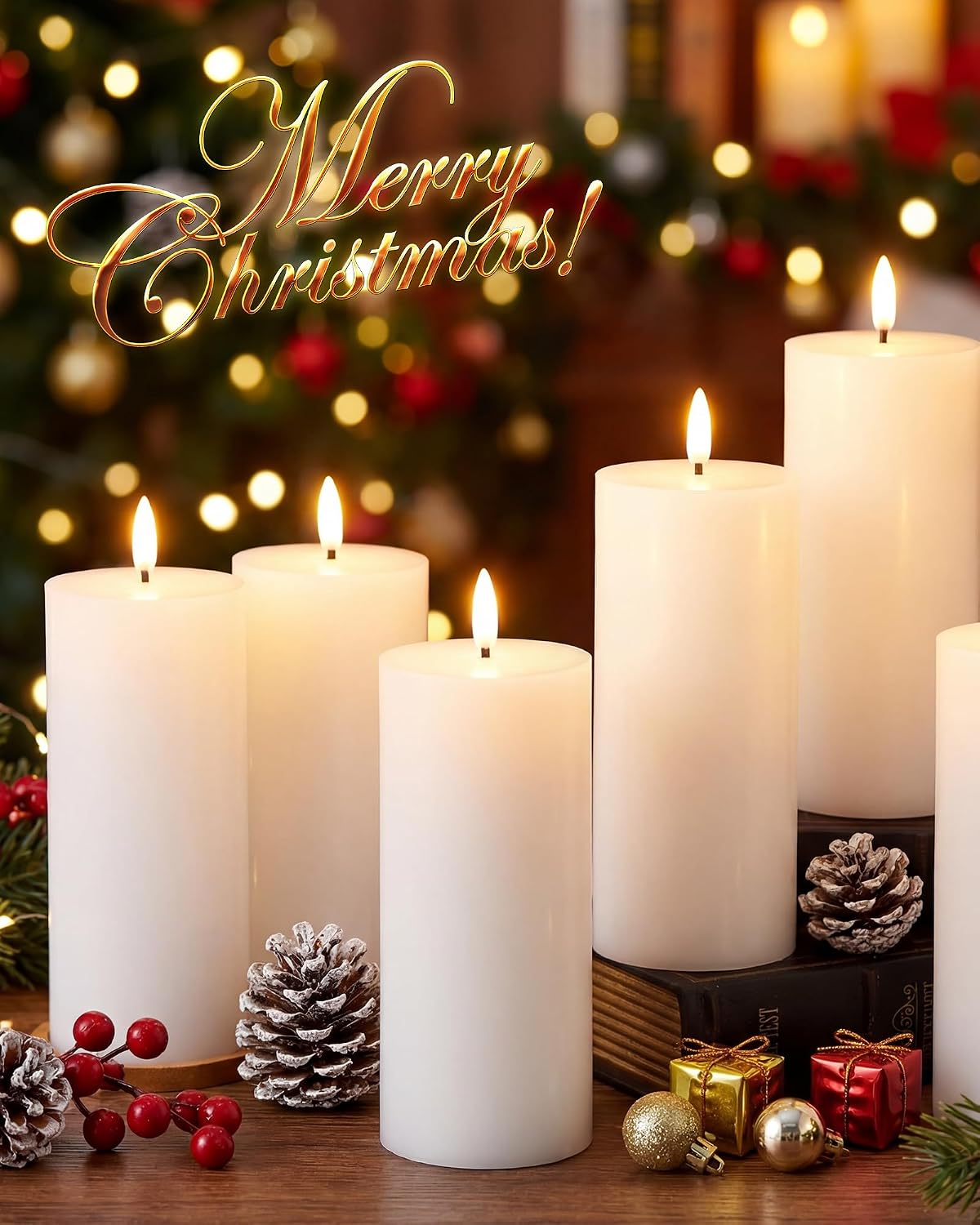 VIHOSE 12 Pack White Flameless Candles Set with Remote and Timer Flickering Flameless Battery Candles Flat Top LED Pillar for Wedding Outdoor Home Festival Decoration(D 3'' H 4'' 5'' 6'')