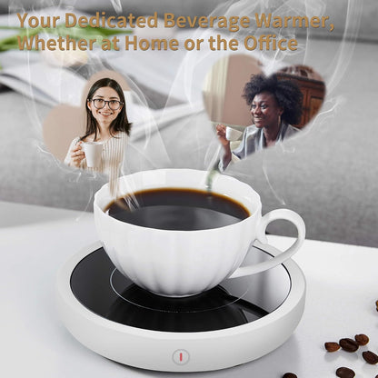 Coffee Mug Warmer for Desk 4H Auto Shut Off, Smart Coffee Cup Warmer with 3 Temperature Setting, Electric Mug Warmer Plate for Coffee, Milk, Tea (White)