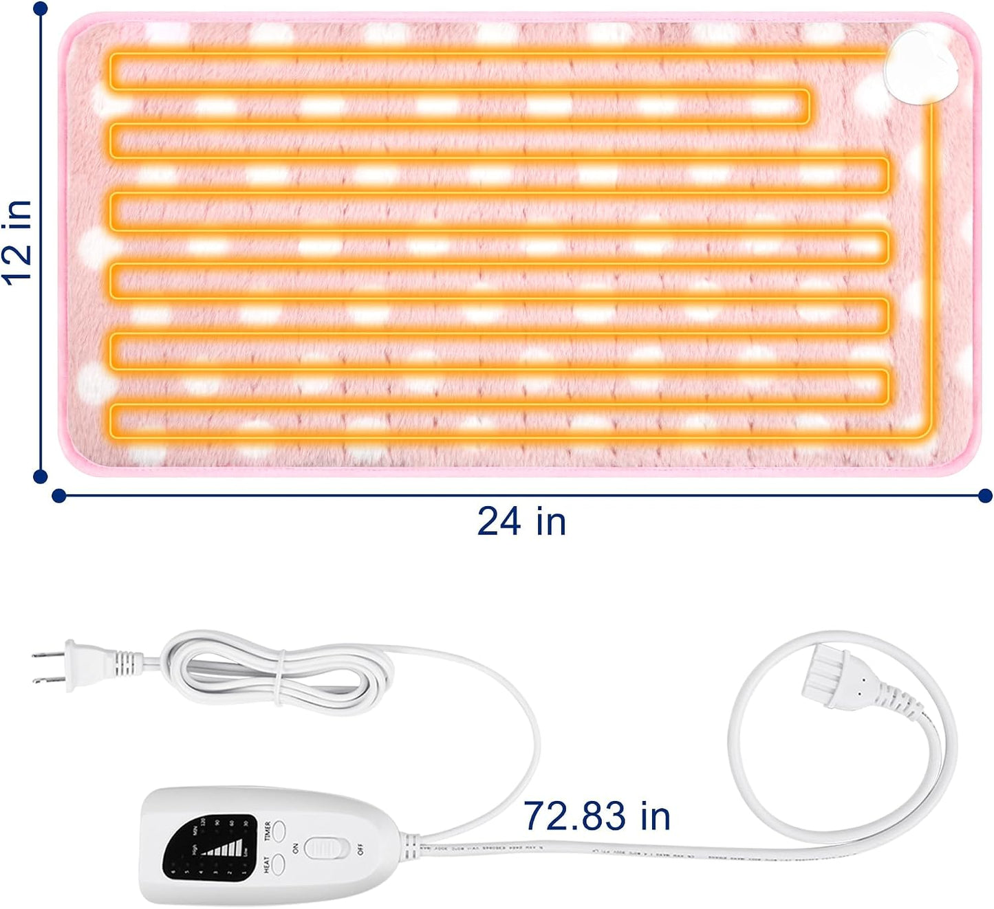 Electric Heating pad with 6 Heat Settings, Auto Shut Off, Dry Electric Heating for Back Neck Knee Arms Legs Shoulder Heat Pads for Christmas Birthday Father Mother's Day (24"X12", Gray Green)