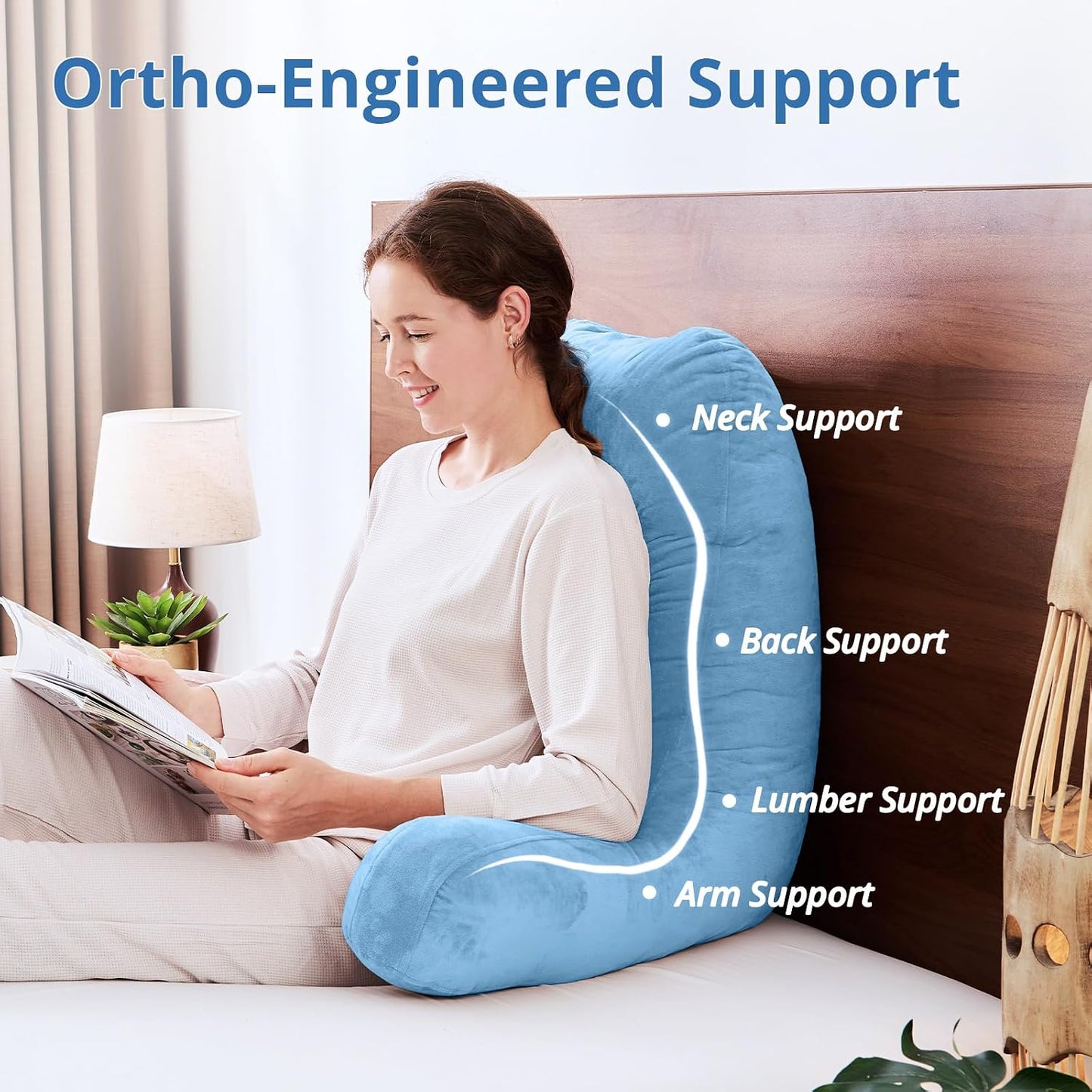 Sasttie Reading Pillows for Sitting in Bed Adult, Back Pillow Bed Sitting Up, Back-Rest Support Cushion for Sit Up on Couch, Sofa, and Floor, Dorm Essentials, Oeko-Tex Certified, Dark Grey