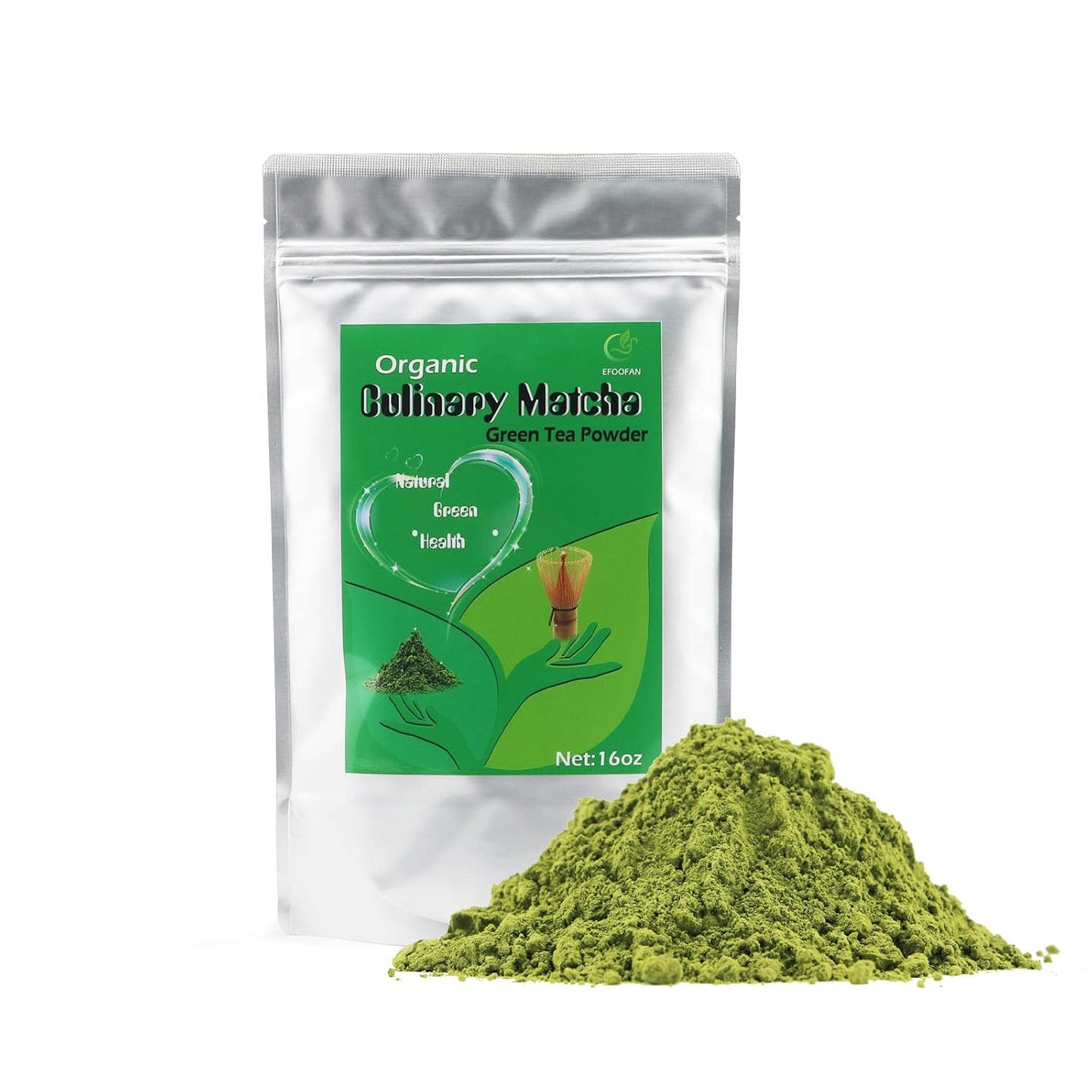 EFOOFAN Organic Ceremonial Matcha Powder, 1st Harvest Shade-Grown, 45g Tin