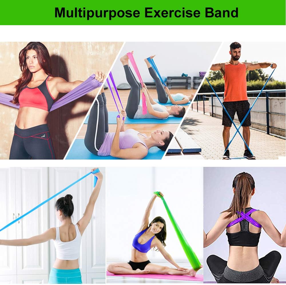 Resistance Bands for Home Workout,Long Exercise Band for Physical Therapy | Non-Latex 59inch Elastic Fitness Bands for Yoga,Pilates,Gym,Travel, Home Exercise Equipment for Women,Men,Pregnant,Seniors