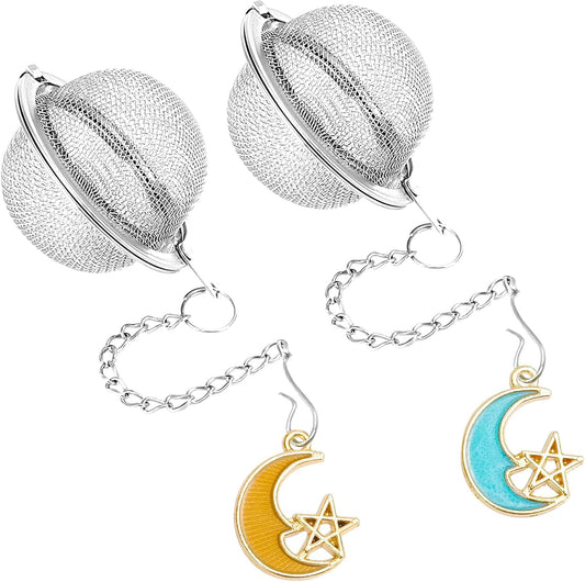 Stainless Steel Mesh Tea Infuser, 2.1 inch Tea Ball with Honey Bee Pendant Tea Strainer Tea Diffuser Tea Steeper for Filtering Tea,Tea Infusers for Loose Tea (Bee, 2PC)
