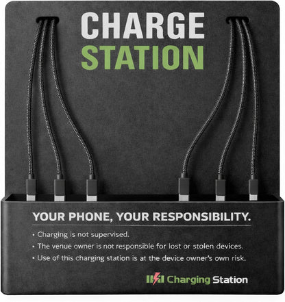 Commercial Wall Mounted Cell Phone Charging Station with 6 Charging Cables