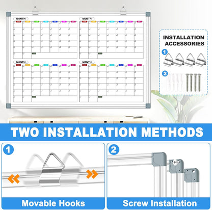 Dry Erase Board Calendar for Wall, 36" x 24" Monthly Whiteboard