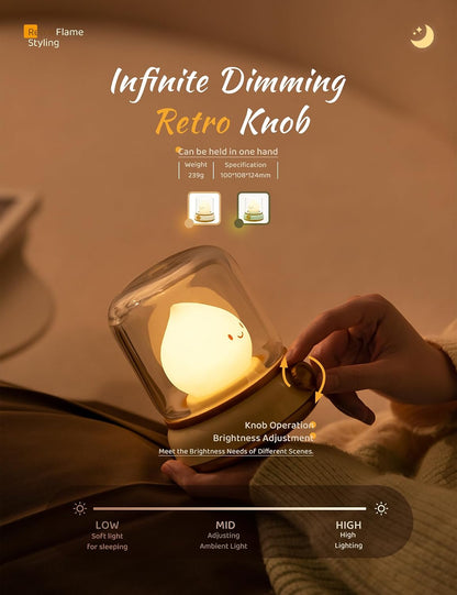 WANIDEA Flameless Candles Lamp, Led Candles,Cute Kerosene Lamp,Silicone Flame Amber Light,Adjustable Dimmable Rechargeable Night Light for Kids,Girls,Teenager Kids Bedroom Christmas