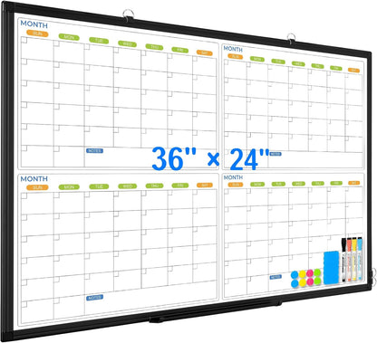 24" x 18" Magnetic Monthly Dry Erase Whiteboard Calendar for Wall