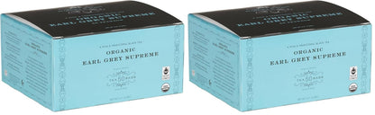 Harney & Sons Organic Earl Grey Supreme | Box of 50 Organic Earl Grey Tea Bags with Black Tea & Bergamot Oil, Individually Wrapped Teabags (Pack of 2)