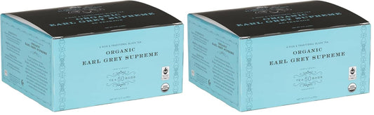Harney & Sons Organic Earl Grey Supreme | Box of 50 Organic Earl Grey Tea Bags with Black Tea & Bergamot Oil, Individually Wrapped Teabags (Pack of 2)
