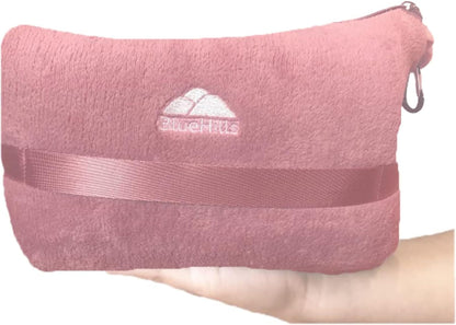 BlueHills Premium Soft Plush Mini Travel Blanket Pillow Plane 2 in 1 Gray