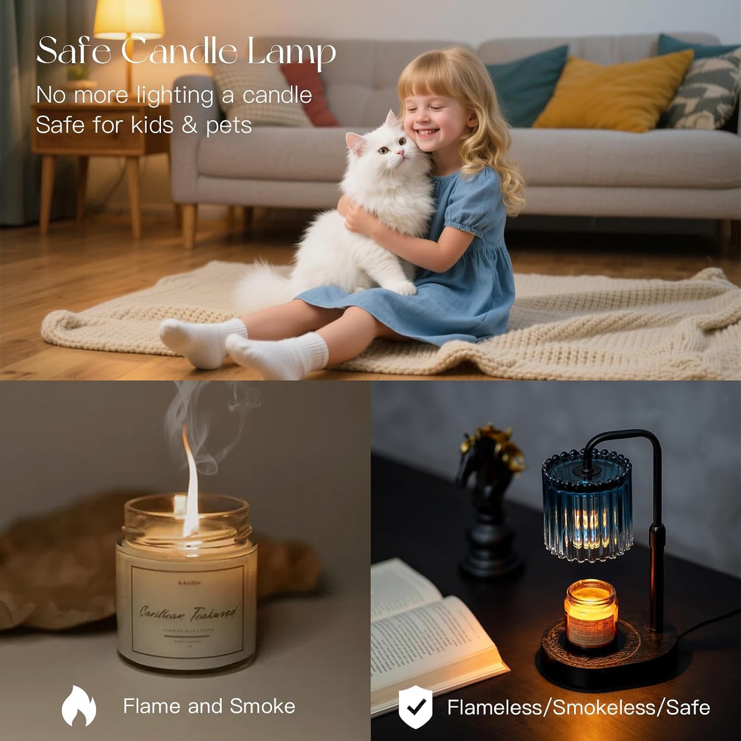 Candeldo Candle Warmer Lamp with Timer: Black Candle Warming Lamp Height Adjustable Wax Melt Warmer Dimmable Modern Farmhouse New Home Bedroom Decor Mothers Day Housewarming Gift for Women