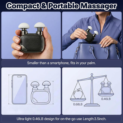 Pocket Massage Gun, Dual Heads Mini Muscle Massager with Brushless Motor, 3 Massage Heads, Portable Deep Tissue Massager for Travel, Gym, Gifts for Men Women Dad Mom