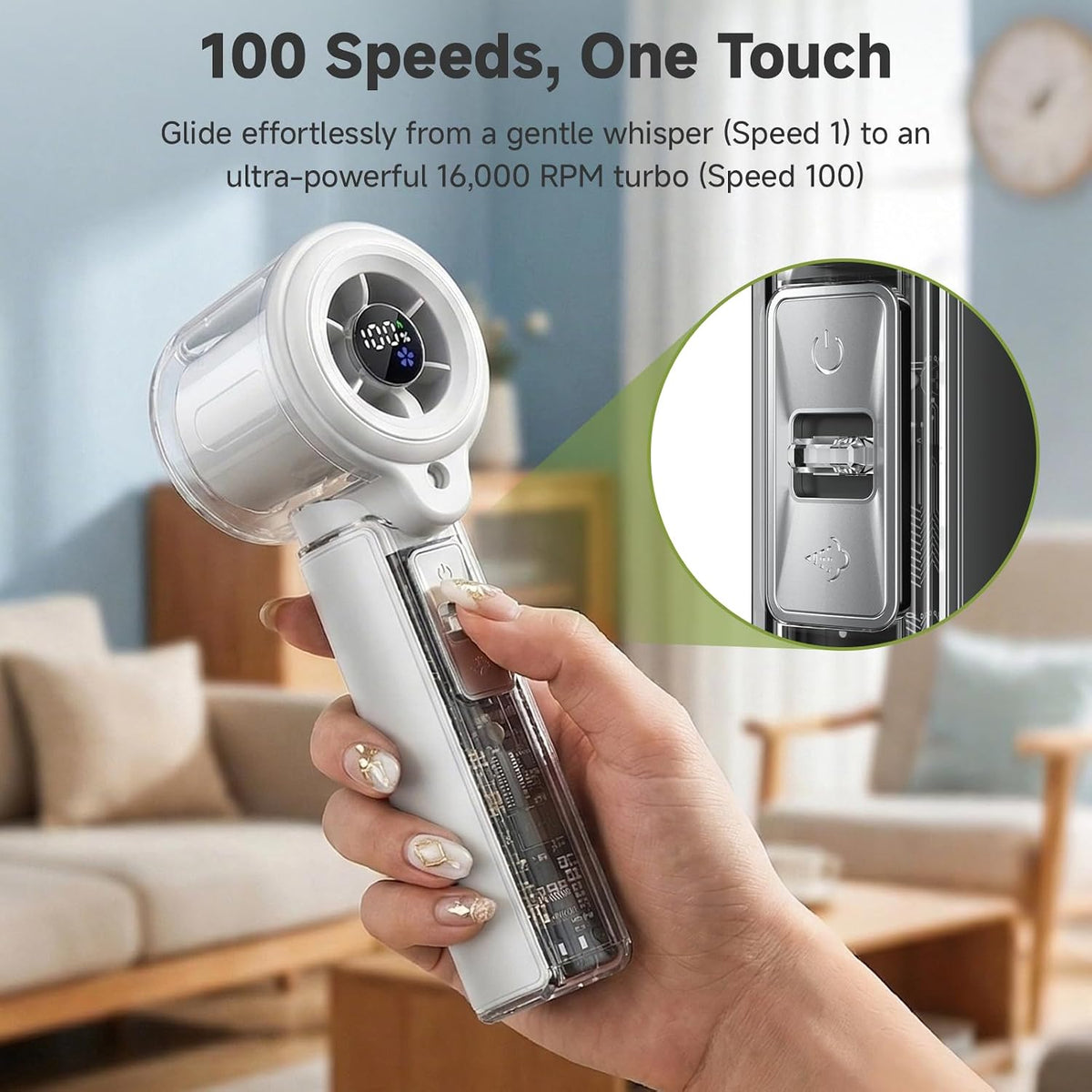 COKUNST Handheld Fan with Mist Spray, Toggle Button, LED Display