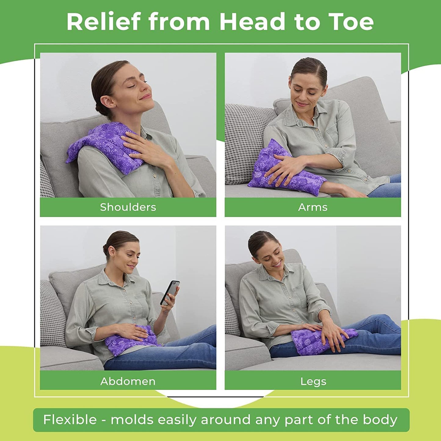 Nature Creation Microwaveable Herbal Heating Pad for Lumbar - Soothing Hot & Cold Therapy Pack for Lower Back- Soothing Relaxation, Warmth and Comfort - Lavender Flowers
