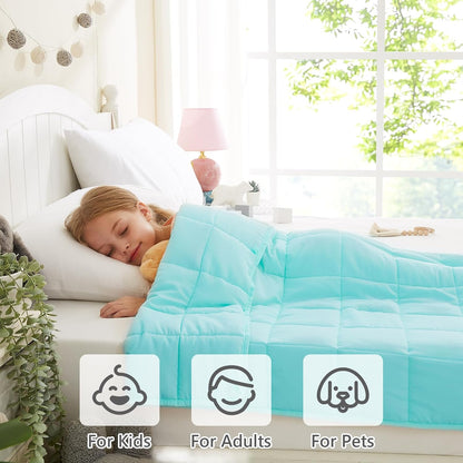 L'AGRATY Weighted Lap Pad 7lb: Small Weighted Blanket for Adults - Cooling Portable Travel Blanket for Relaxation Sleeping - Washable All-Season (29" x 24")