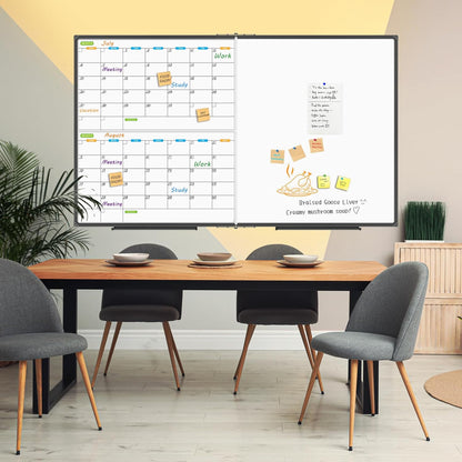 JILoffice Magnetic Dry Erase Calendar Whiteboard, 4 Month White Board Planner 36 X 24 Inch, Black Aluminum Frame Wall Mounted Board for Office Home and School