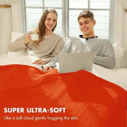 Heated Blanket Throw 50" x 60" - Soft Flannel Sherpa Electric Blanket Throw with 5 Heating Levels & 4 Hours Auto Off, Machine Washable, Ideal Gift for Grandma (Purple)