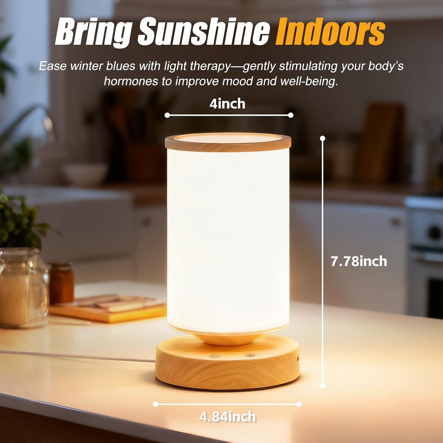 Light Therapy Lamp 10000 Lux, Sunlight Lamp with Remote Control, 3 Color Temperatures & 4 Brightness Levels, Full Spectrum Light, Ideal as Desk, Bedside Lamp & Gift for Home/Office