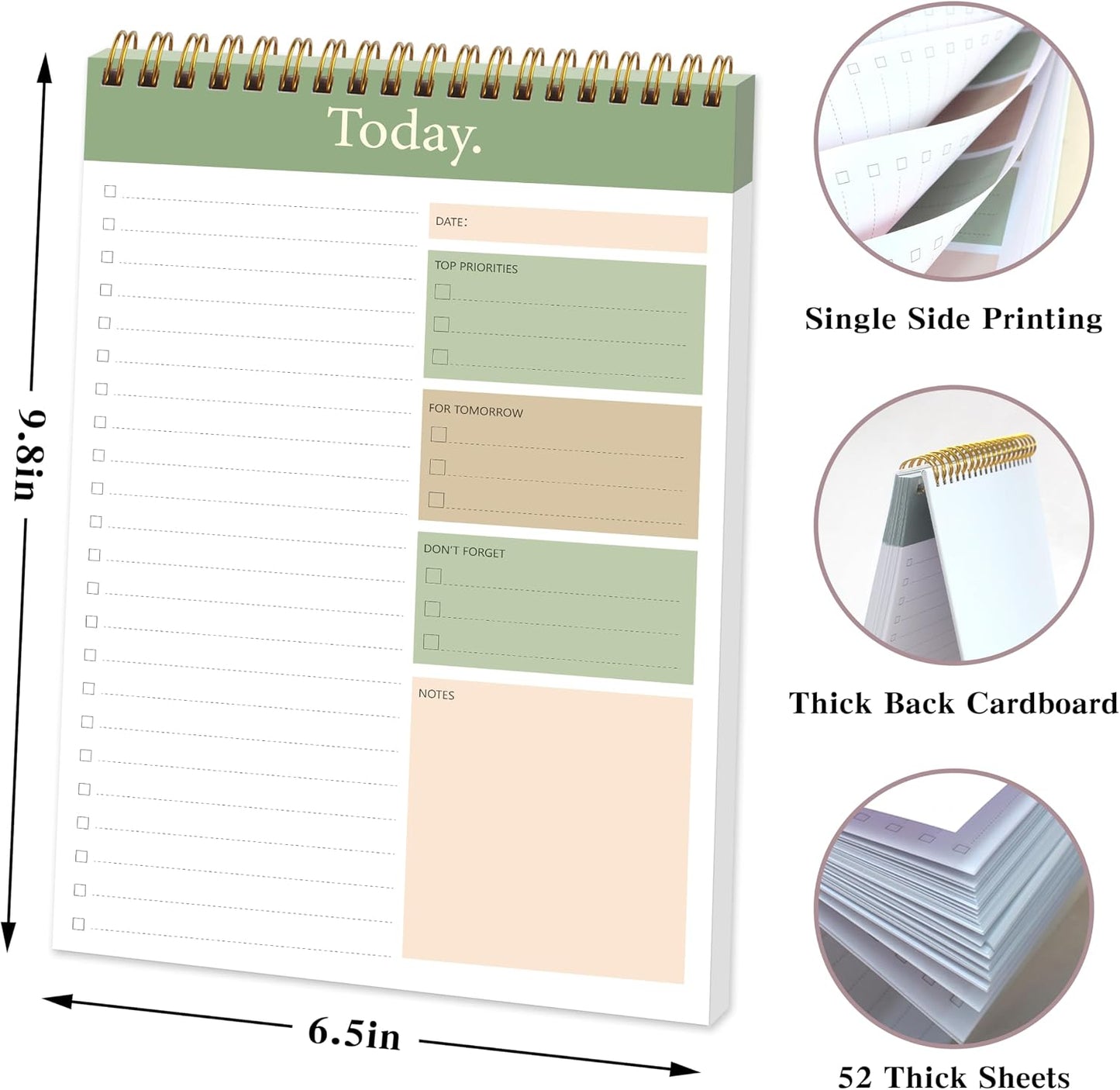 104 Pgs To Do List Notepad - Daily Planner Notepad Undated 52 Duplex-Printed Undated Sheets Tear Off, 6.5" x 9.8" Checklist Productivity Organizer with Hourly Schedule for Tasks