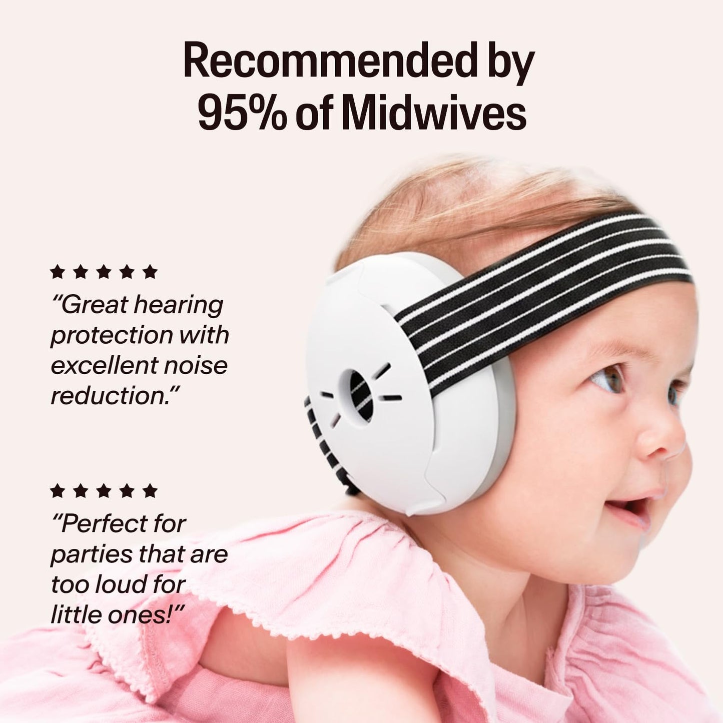 Alpine Muffy Baby Ear Protection for Babies and Toddlers up to 36 Months - CE & ANSI Certified - Noise Reduction Earmuffs - Comfortable Baby Headphones Against Hearing Damage & Improves Sleep - Blush