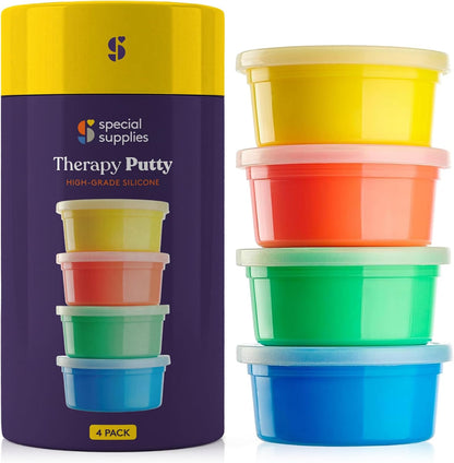 Special Supplies Therapy Putty for Teens and Adults - Resistive Hand Exercise Stress Relief Therapy Putty Kit, Set of 4 Strengths, Three Ounces of Each Putty (Primary Colors)