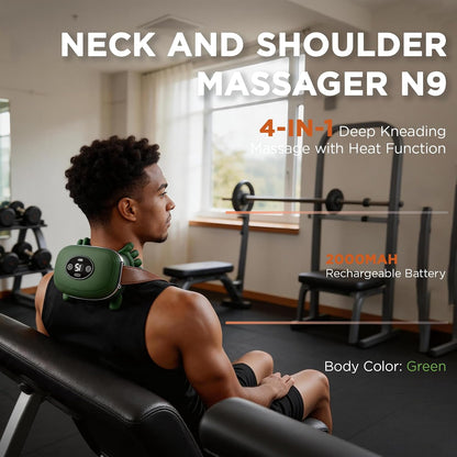 2026 Upgraded Shoulder and Neck Massager with Heat Heated Massager, Neck Massager with Fingers, Shoulder Massager with Hands,2-Level Heated Simulates a Real Palm Massage for Comfort (Green)