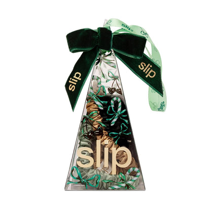 Slip Silk Hair Ties — Skinny Silk Black Scrunchies, No Damage, No Crease, Anti-Breakage |100% Mulberry Silk | All Hair Types | Made with Proprietary Slipsilk™ | Set of 4