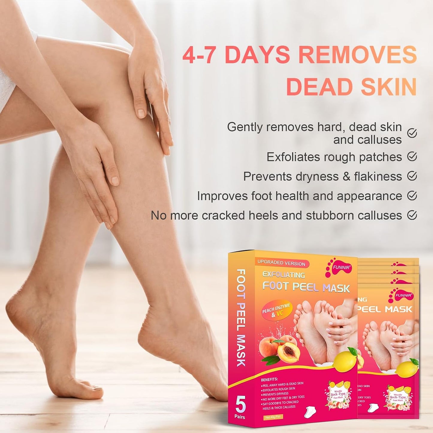 Foot Peeling Mask (5 Pack) Exfoliant for Peeling Off Calluses, Natural Exfoliator for Dry Dead Skin, Callus, Repair Rough Heels Soft Smooth Touch