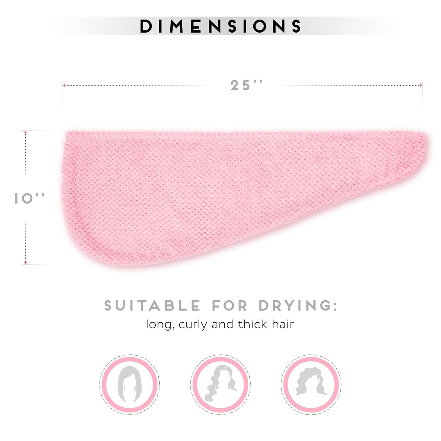 SimpleField 2 Pack Microfiber Hair Towel Wrap for Women, Anti Frizz Quick Drying Hair Turban for All Hair Style, Absorbent and Lightweight (Beige)