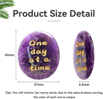 Gemstone Worry Stones for Anxiety, Amethyst and Red Agate Crystals, Hand Carved Thumb Worry Stone Healing Crystal for Relief, Yoga Meditation