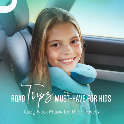BCOZZY Travel Neck Pillow for Airplane – Patented Double Support for Head, Neck, and Chin. Best for Long Flights, Plane Sleeping, and Car Rides. Adjustable Size. Fully Washable. Carry Bag. Large, Gray