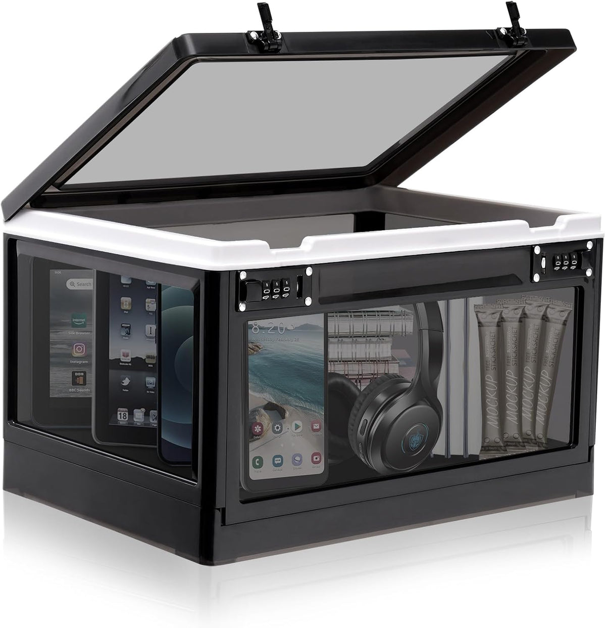 Lalifebuss Large Lock Box for Personal Items, 24 Litre Combination Lockable Storage Box for Office Locker/School/Medicine/Snacks/Phone Jail/Electronic/Home