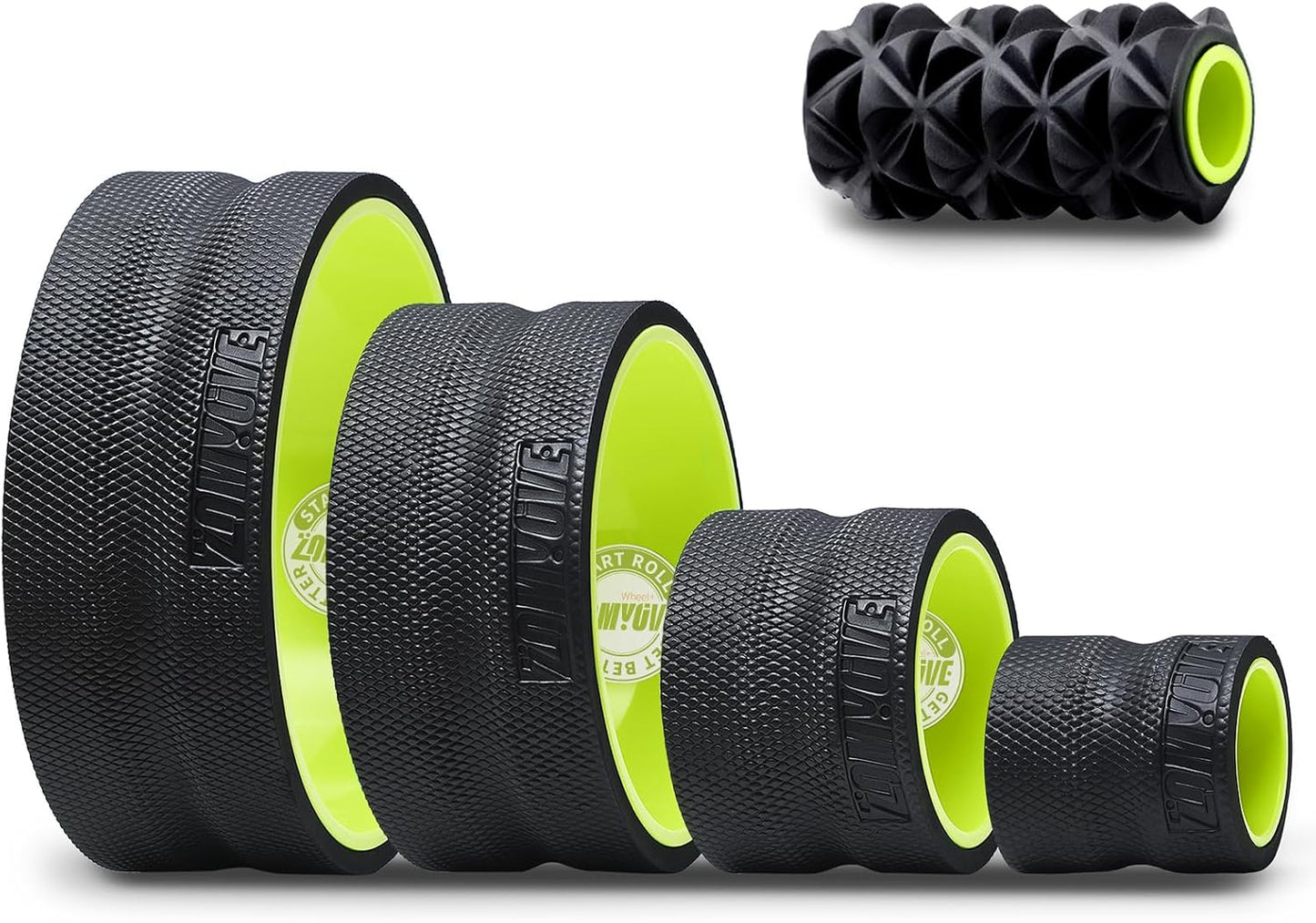 Back Roller Wheel - 5 Pack Yoga Foam Roller for Physical Therapy & Back Stretcher, Deep Tissue Massage for Pain Relief & Stretching | Green.