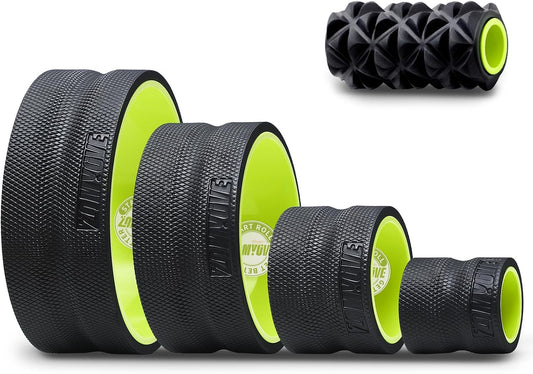 Back Roller Wheel - 5 Pack Yoga Foam Roller for Physical Therapy & Back Stretcher, Deep Tissue Massage for Pain Relief & Stretching | Green.